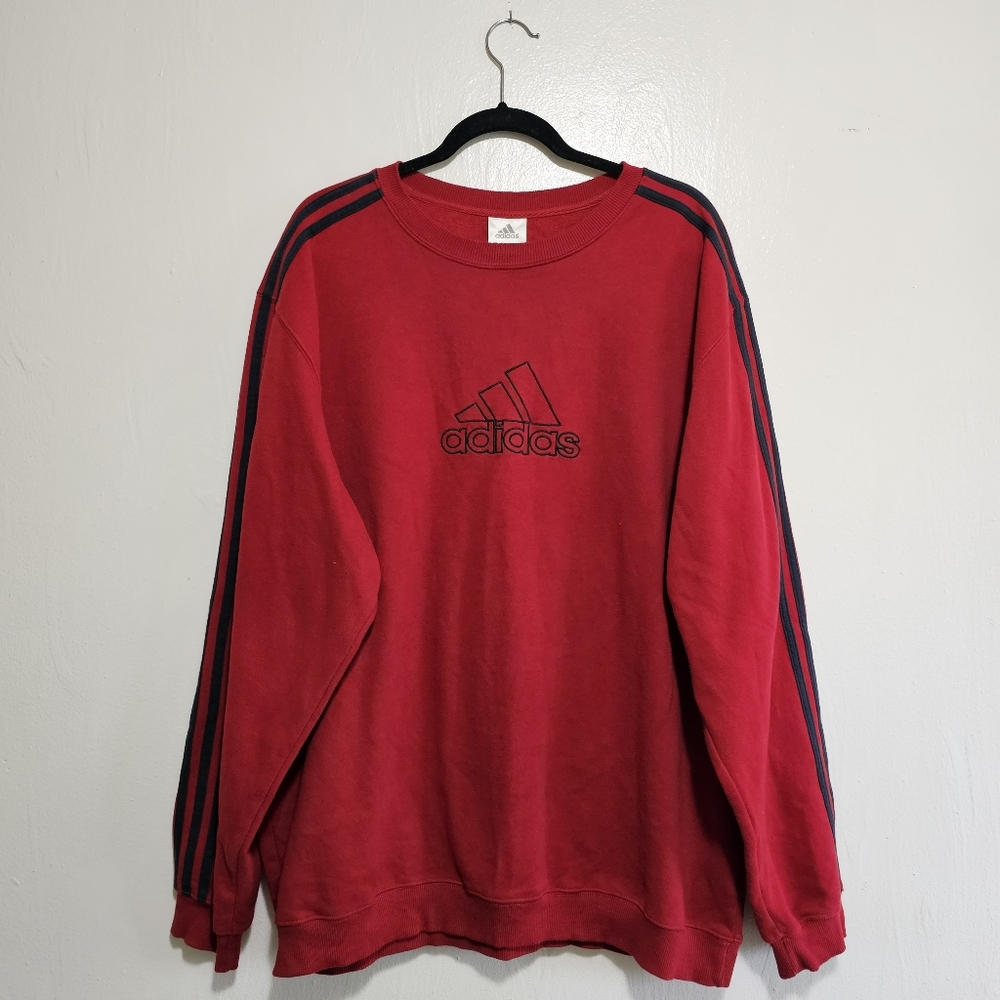 Adidas mens 3 stripe on arm Red sweatshirt XL